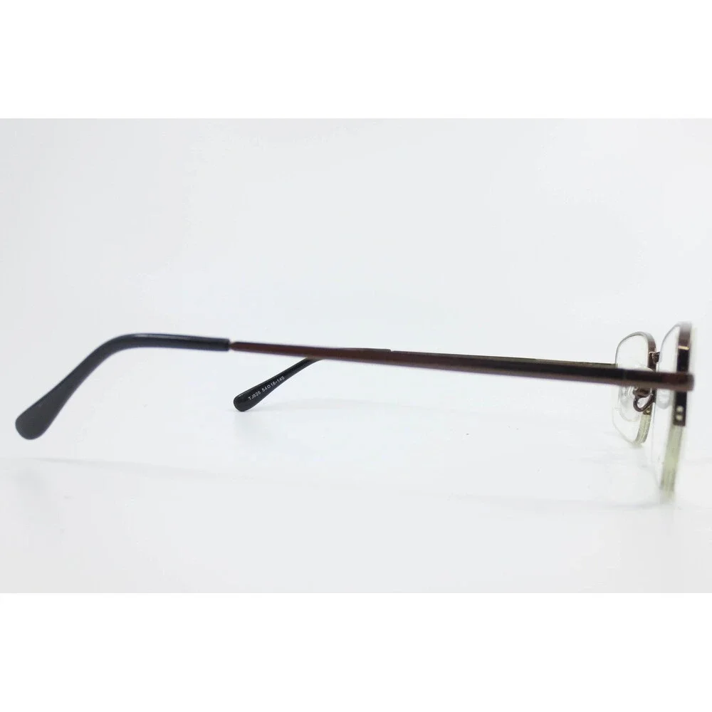 TJ826 Brown Metal Semi Rimless Rectangular Eyeglasses Frames 54-18-140